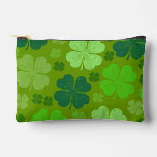 Green Clovers, Lucky Clovers, Saint Patrick's Day Accessory Pouch