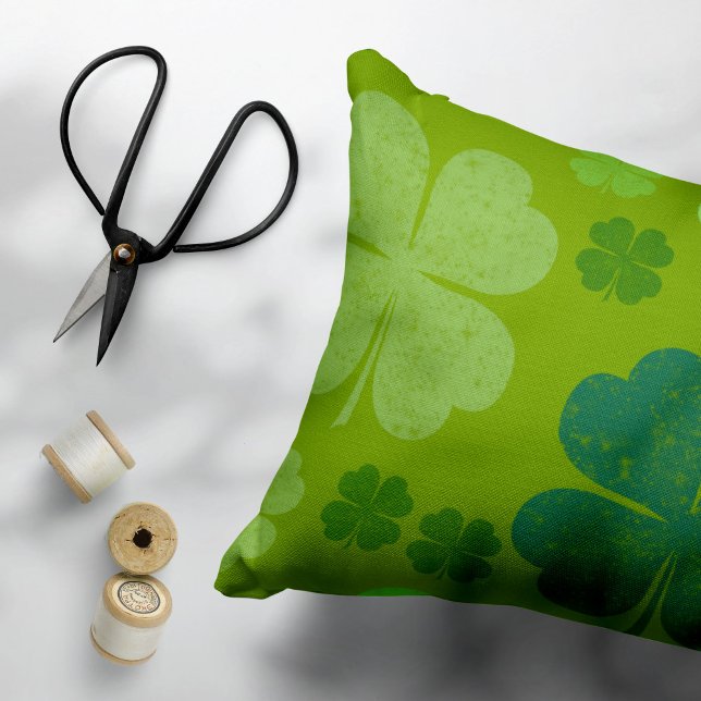 Green Clovers, Lucky Clovers, Saint Patrick's Day Decorative Cushion (Creator Uploaded)