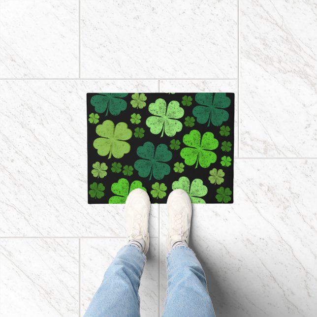 Green Clovers, Lucky Clovers, Saint Patrick's Day Doormat (Indoor)