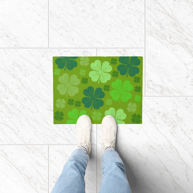 Green Clovers, Lucky Clovers, Saint Patrick's Day Doormat (Indoor)