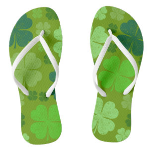 Green Clovers, Lucky Clovers, Saint Patrick's Day Jandals