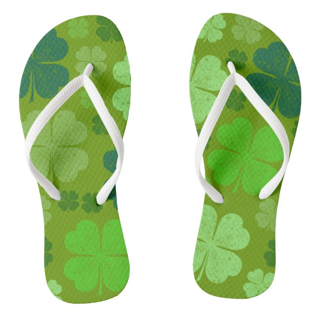 Green Clovers, Lucky Clovers, Saint Patrick's Day Jandals (Footbed)