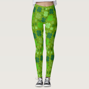 Green Clovers, Lucky Clovers, Saint Patrick's Day Leggings