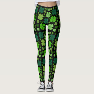 Green Clovers, Lucky Clovers, Saint Patrick's Day Leggings