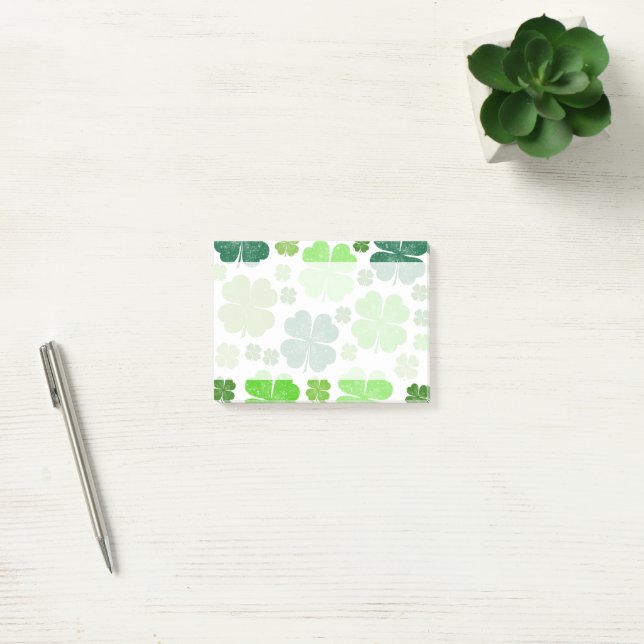 Green Clovers, Lucky Clovers, Saint Patrick's Day Post-it Notes (Office)