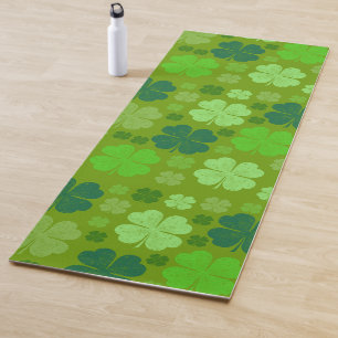 Green Clovers, Lucky Clovers, Saint Patrick's Day Yoga Mat