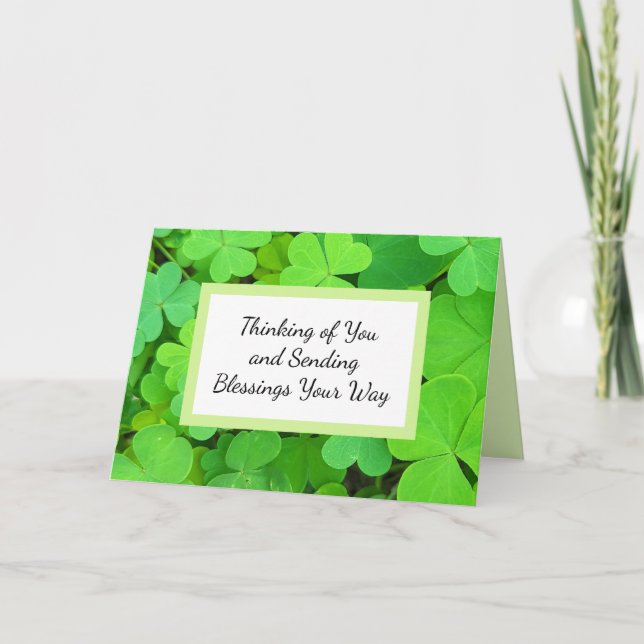 Green Clovers Photo Prosperity Bible Verse Cute Card (Front)