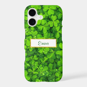Green Clovers with FAUX Gold Foil Frame
