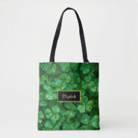 Green Clovers with FAUX Gold Foil Frame