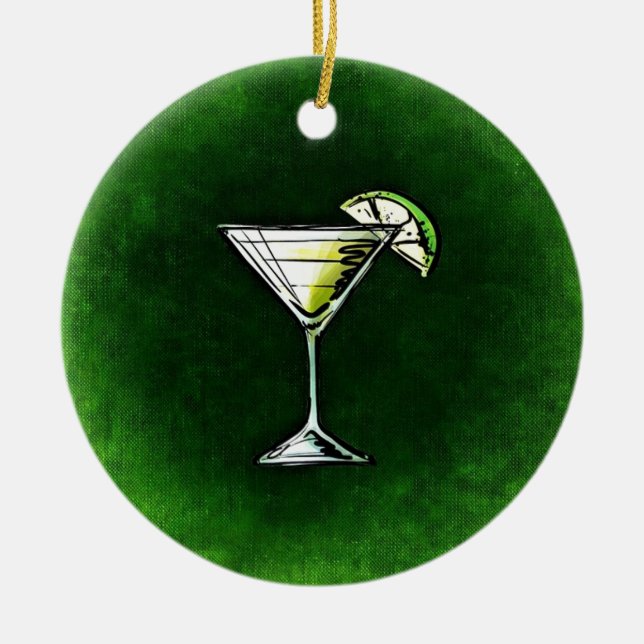 Green cocktail absinthe ceramic tree decoration (Front)