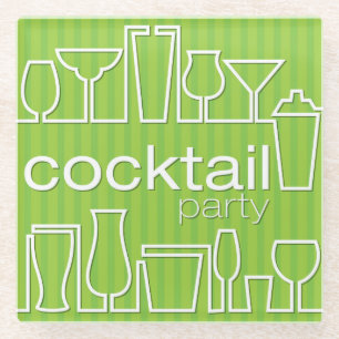 Green cocktail party glass coaster