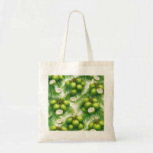 Green Coconut Palm Pattern Tote Bag