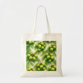 Green Coconut Palm Tropical Pattern Tote Bag