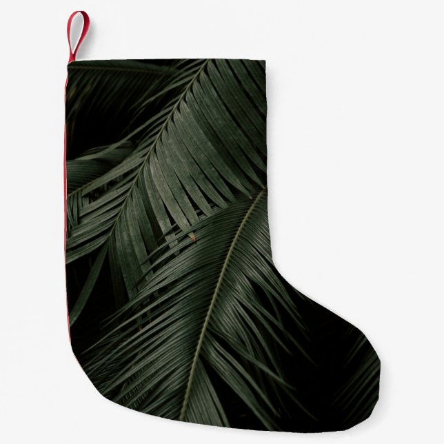 GREEN COCONUT TREE PHOTO SMALL CHRISTMAS STOCKING (Front)