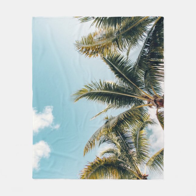Green coconut trees fleece blanket (Front)