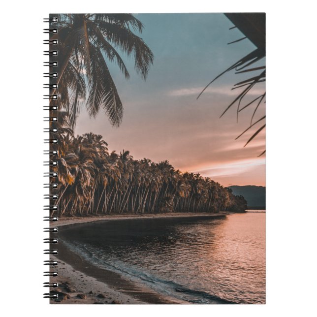 GREEN COCONUT TREES LINING UP THE BEACH NOTEBOOK (Front)