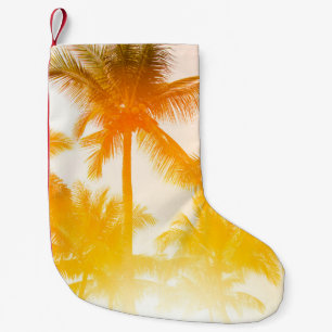 Green coconut trees small christmas stocking