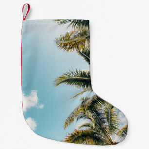 Green coconut trees small christmas stocking