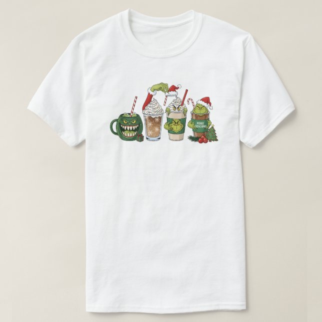 Green Coffee Drink, Funny Holiday Caffeine Design T-Shirt (Design Front)