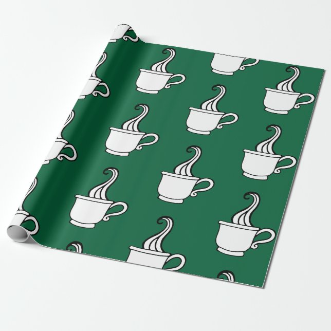 Green Coffee Wrapping Paper  (Unrolled)