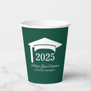 Green College University Cap Class of 2025 Paper Cups