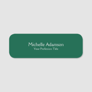 Green Color Professional Plain Modern Name Tag
