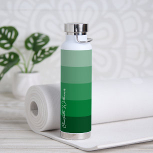 GREEN COLOR STRIPE LINE PATTERN NAME WATER BOTTLE