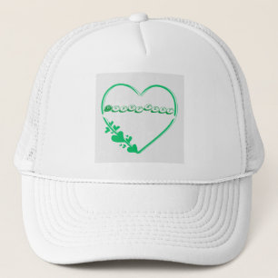 Green Colour Heart Shape with Heartbeat Text name Trucker Hat