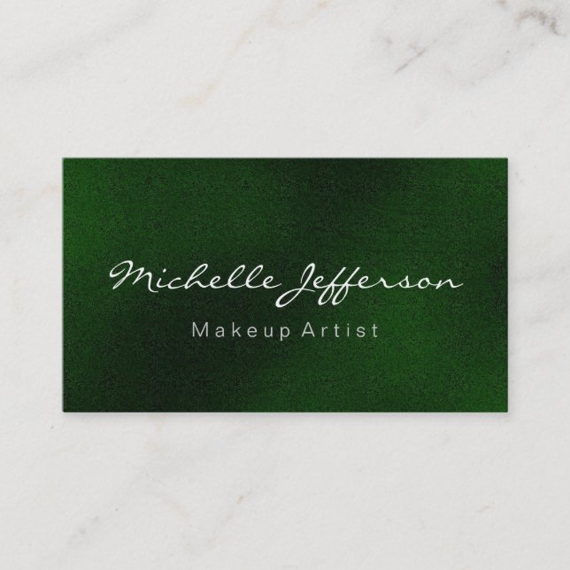 Green Colour Makeup Artist Script Business Card (Front)