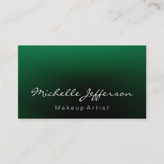 Green Colour Makeup Artist Script Business Card (Front)