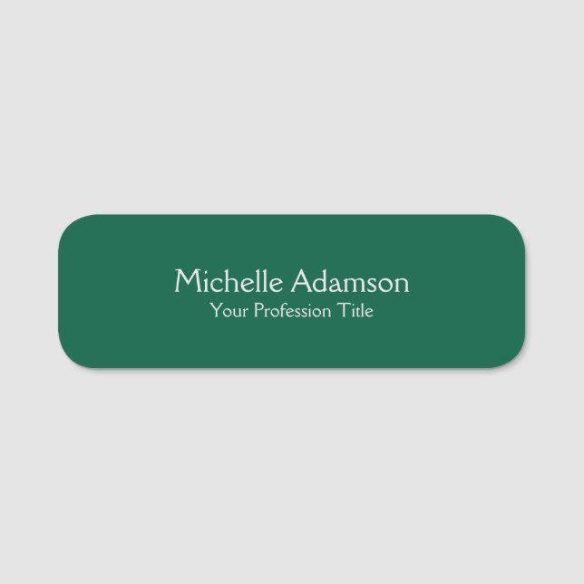 Green Colour Professional Plain Modern Name Tag (Front)
