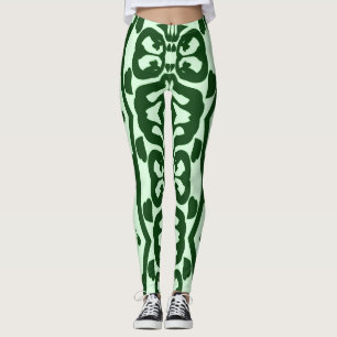 Green colour seamless pattern "Ratti_Creative_Arts Leggings