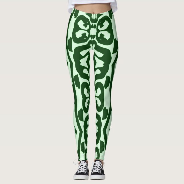 Green colour seamless pattern "Ratti_Creative_Arts Leggings (Front)