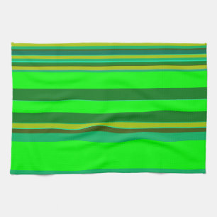 Green Colour Stripe Pattern Customised Designer Tea Towel