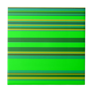 Green Colour Stripe Pattern Customised Designer Tile
