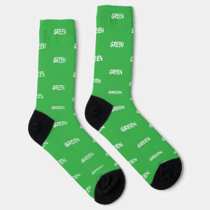 Green Colour White Typography Socks