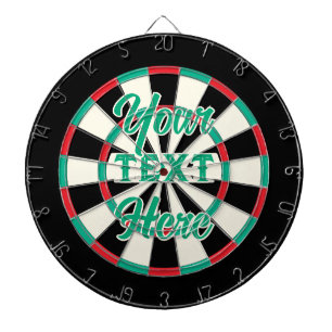 Green Coloured Custom Text Classic Vintage Style Dartboard