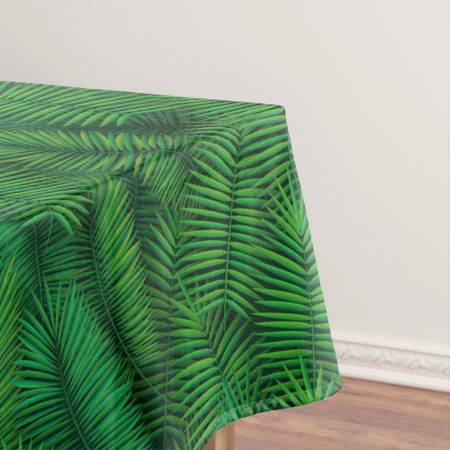 Green coloured palm tree leaf pattern. tablecloth (In Situ)