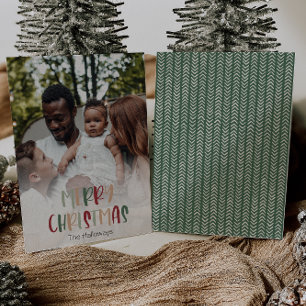Green Colourful Christmas Full Vertical Photo Holiday Card