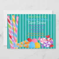Green Colourful Lots of Candy Sweet 16 Invitation