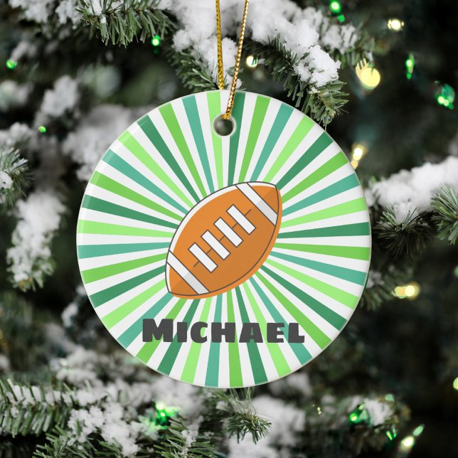 Green Colourful Sunlight Football Personalised Tea Ceramic Tree Decoration (Creator Uploaded)