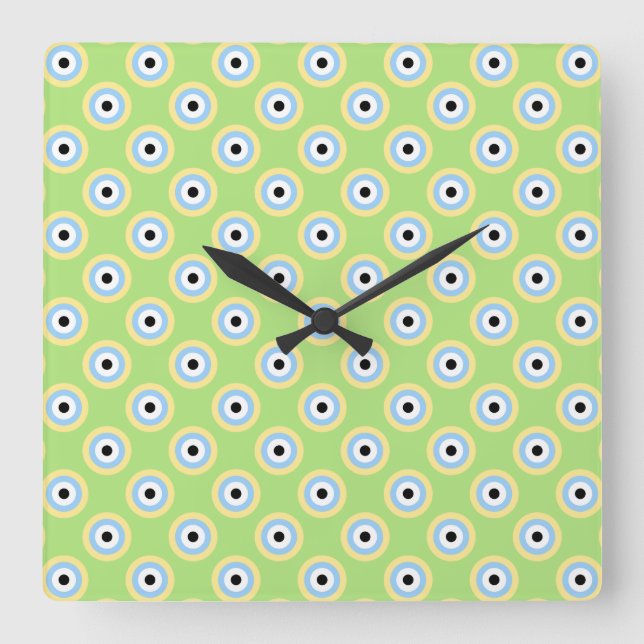 Green Combination Circles by Shirley Taylor Square Wall Clock (Front)