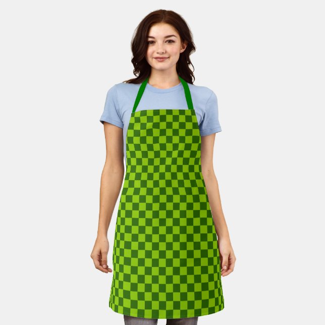 Green Combination Classic Chequerboard by STaylor Apron (Worn)