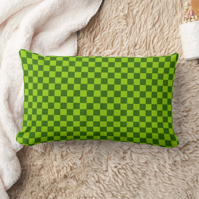 Green Combination Classic Chequerboard by STaylor Lumbar Cushion (Blanket)