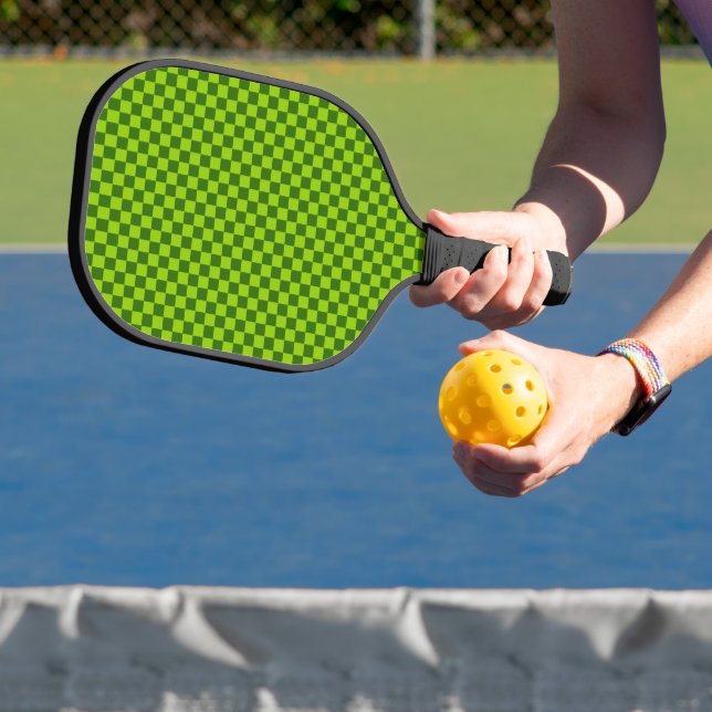 Green Combination Classic Chequerboard by STaylor Pickleball Paddle (Insitu)