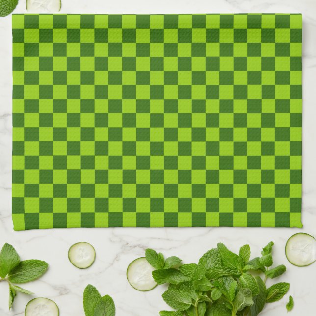Green Combination Classic Chequerboard by STaylor Tea Towel (Folded)