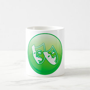 Green Comedy and Tragedy Drama Masks Coffee Mug