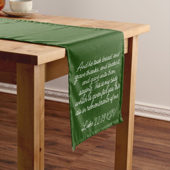 Green Communion Table Runner Luke 20:19-20 KJV (In Situ)