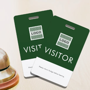 Green Company Logo Visitor Badge Return Request ID Badge