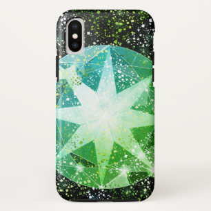 Green Compass Gemstone Rhinestone Gold Sparkle iPhone X Case
